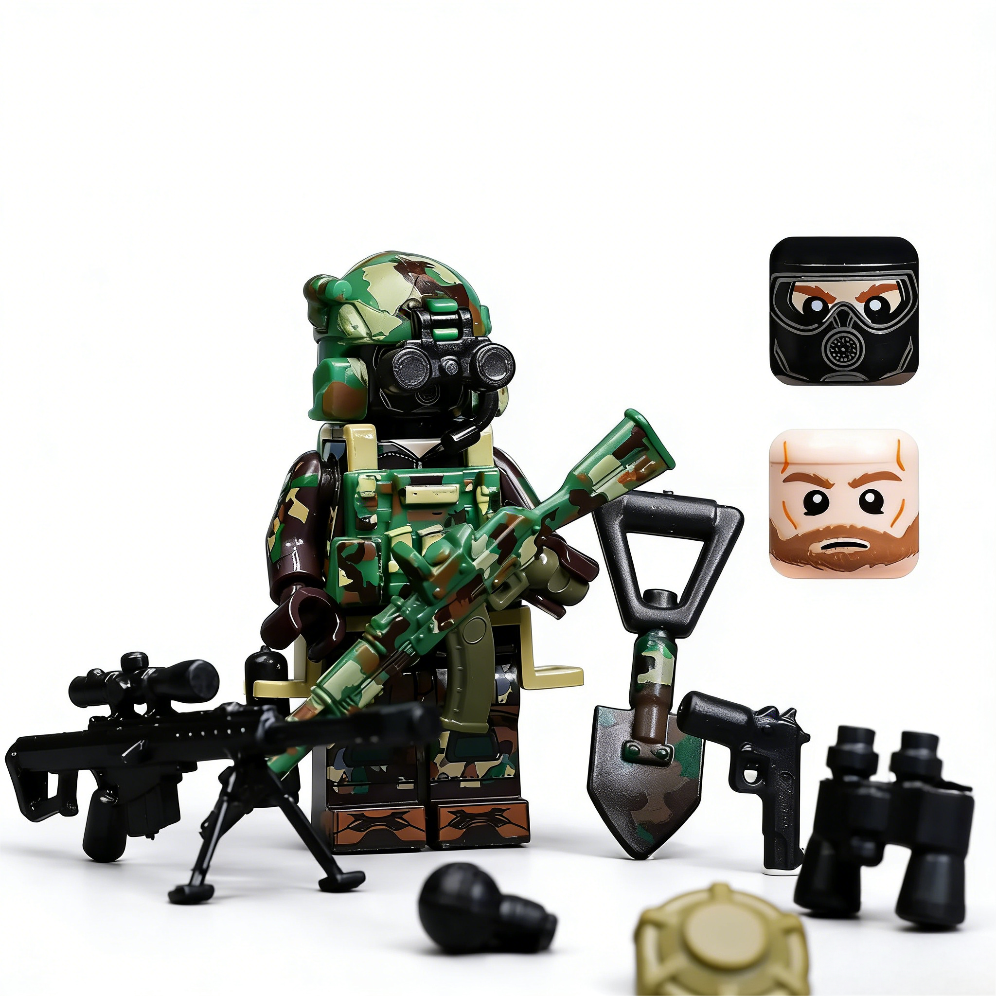 Jungle CBRN SpecOps Tactical Military Soldier Custom Minifigure Jungle Warfare Combat Ready Premium Collectible