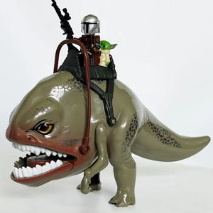 3pcs Star Wars Mandalorian Grogu Custom Minifigures Riding Blurrg Battle Ready With Blaster Rare Edition Detailed Print Collector Grade