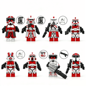 8pcs Star Wars Commander Fox Heavy Weapons Trooper Airborne Squadron Coruscant Assault Trooper Combat Engineer Coruscant Guard ARF Trooper Riot Control Trooper AT-RT Driver Custom Minifigures Battle Ready Armed with Blasters Tactical Gear Military Formation Precision Pad-Printed Insignias Collector Grade