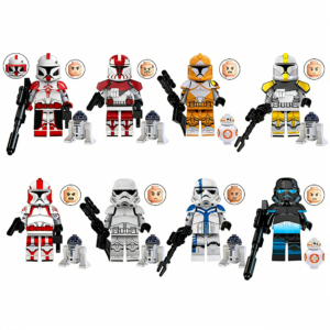 8pcs Star Wars Commander Fox Commander Ganch Bomb Squad Clone Trooper Clone Commander Bly Commander Stone Clone Trooper Stormtrooper Commander Shadow Stormtrooper Custom Minifigures Battle Ready Armed with Blasters Tactical Gear Rare Collector Edition