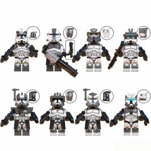 8pcs Star Wars Clone Trooper Boost Heavy Infantry Wolfpack Wolfpack AT-RT Driver Wolfpack Sergeant Wolfpack Captain Wolves Commander Commander Wolfe Wolf Regiment Commandos Custom Minifigures Battle Ready Armed with Blasters Tactical Gear Squad Formation Precision Pad-Printed Collector Grade