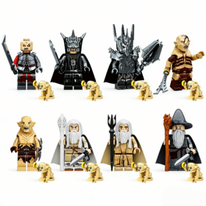8pcs Lord of the Rings Gorthaur Mouth of Sauron Sauron Bolg Azog Gandalf Saruman Custom Minifigures Battle Pose with Weapons Collector Grade Detailed Print