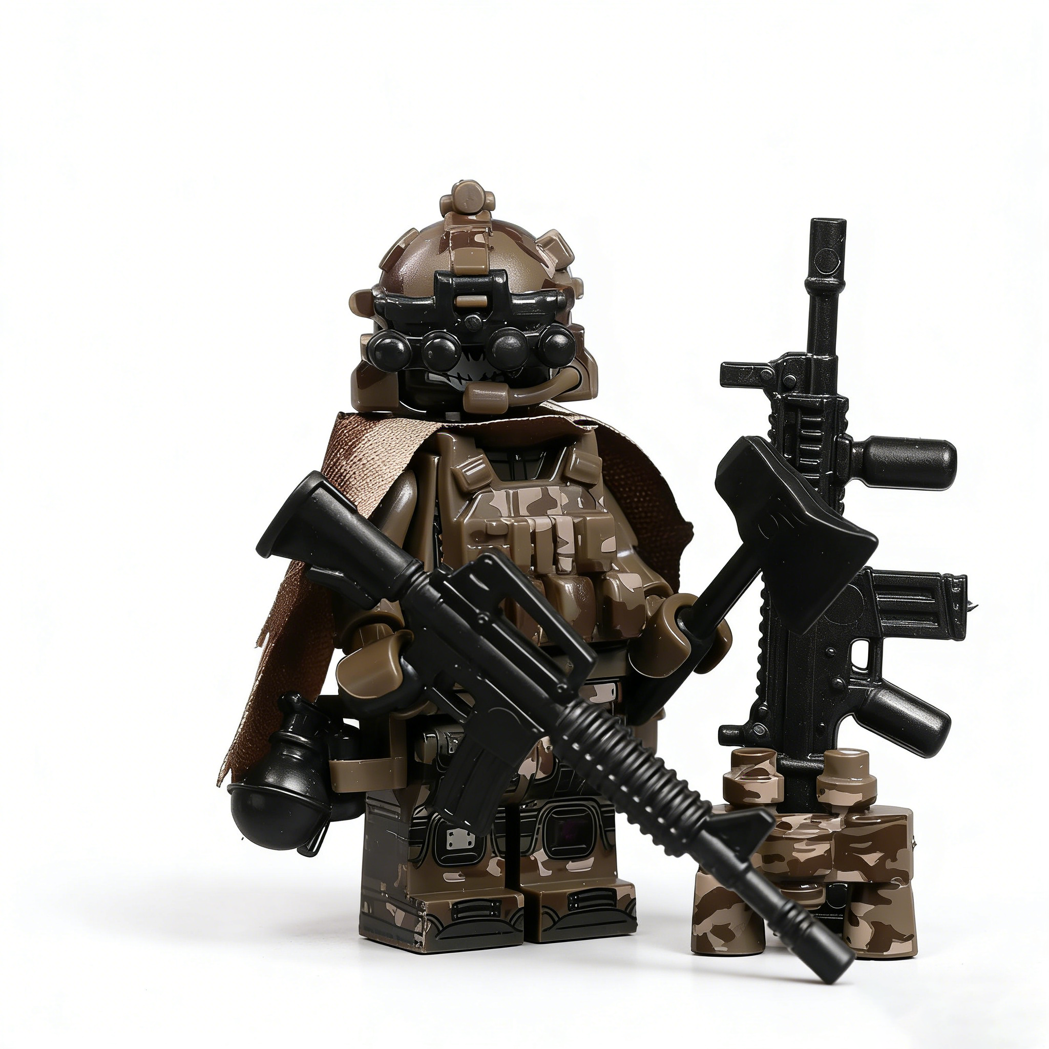 Desert Covert Ghost SpecOps Soldier Custom Minifigure Tactical Military Stealth Operation Premium AFOL Collectible MOC Decor
