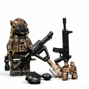 Desert Spec Ops Modern Military Soldier Custom Minifigure Tactical Combat Ready Armed with Weapons High-quality ABS Plastic