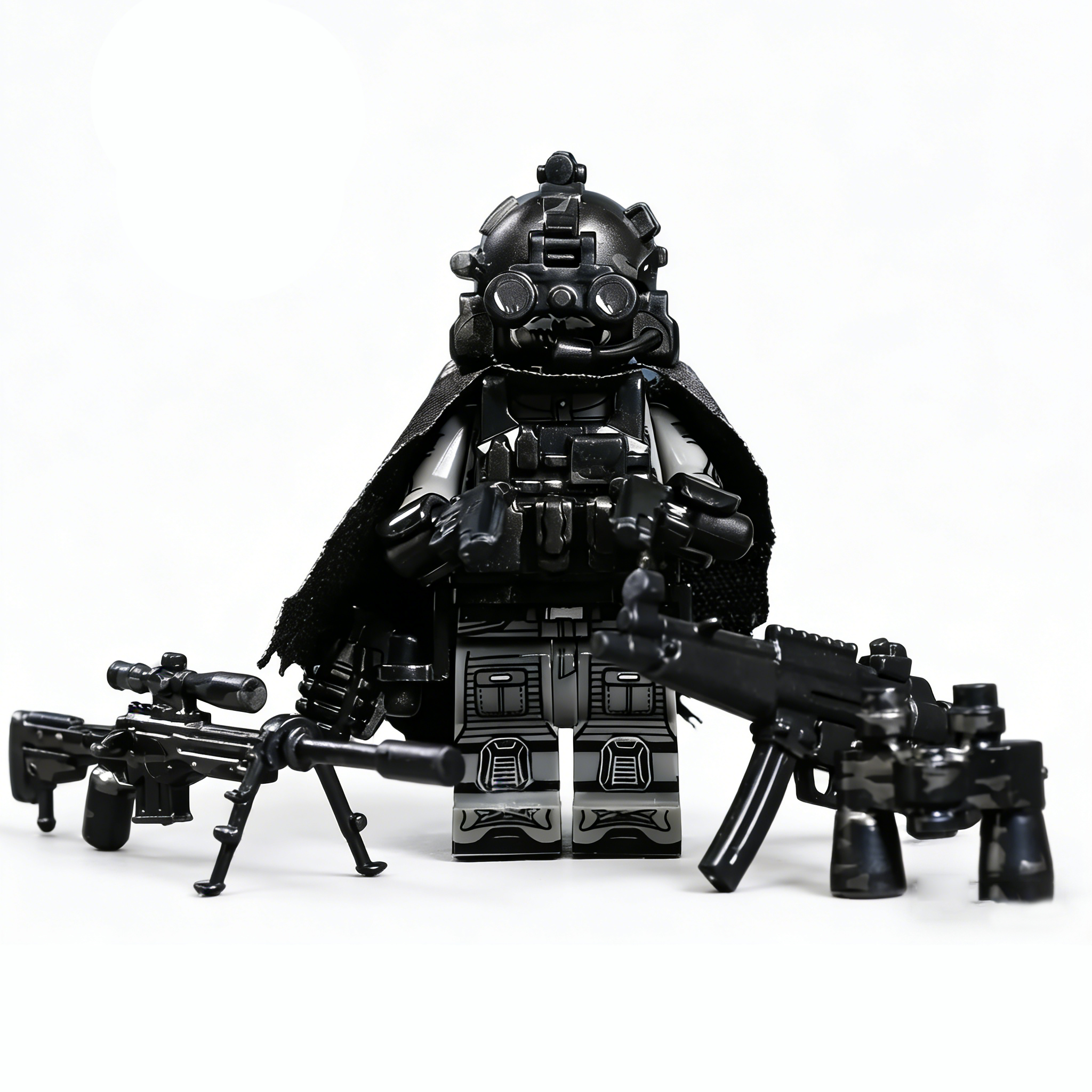 Night Wraith Covert Sniper Custom Minifigure Stealth Tactical Armed with Sniper Rifle Tactical Gear High-quality ABS Plastic