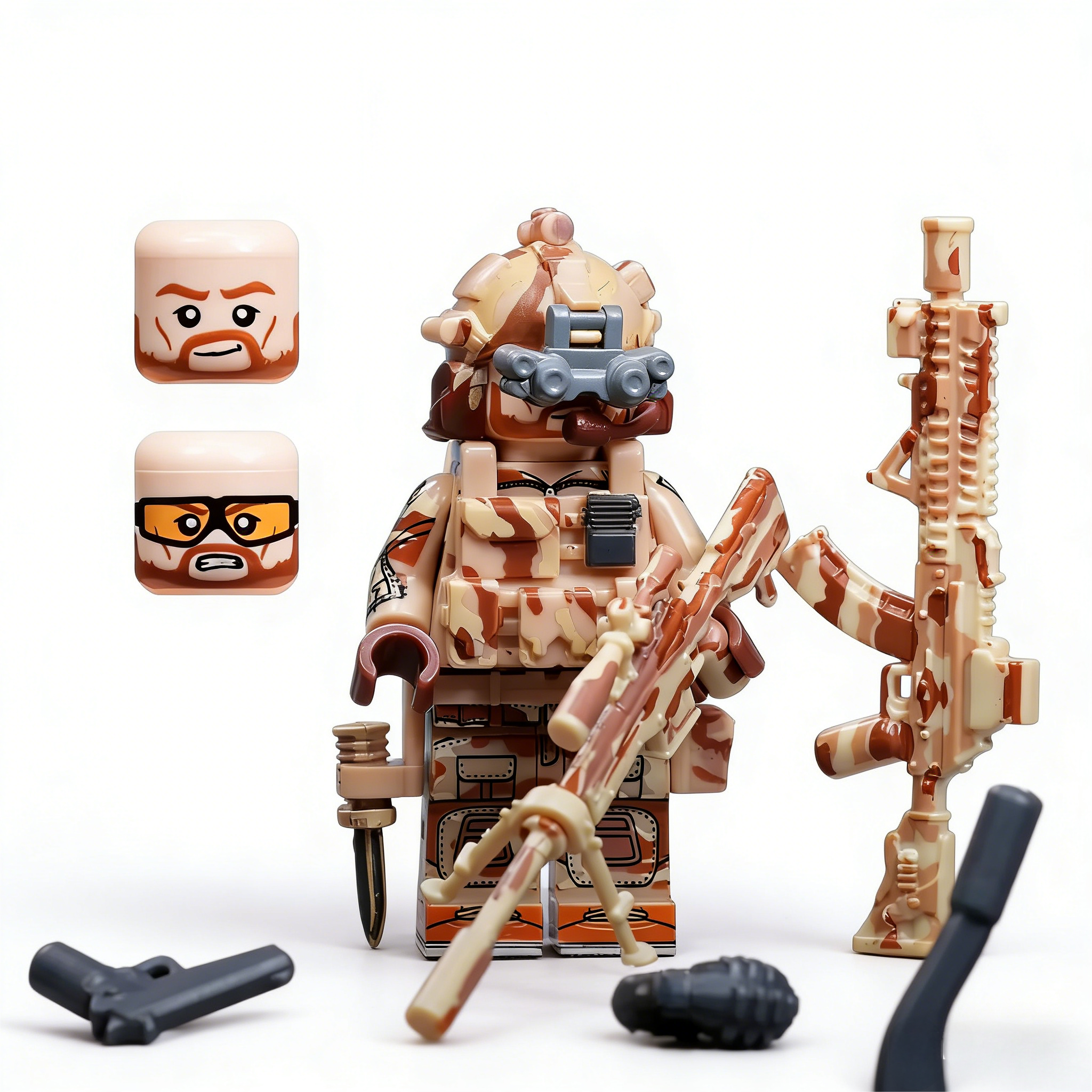 Military Tactical Desert Sniper Custom Minifigure Sniper Tactical Operation Desert Combat Premium AFOL Collectible MOC Decor