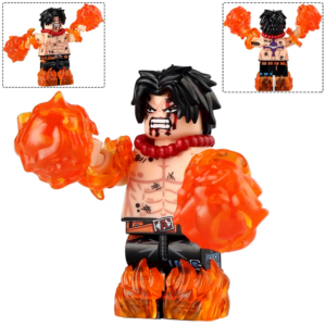2pcs One Piece Portgas D. Ace Custom Minifigures Fire Fist Battle Pose With Fire Effects Rare Edition Detailed Print Collector Grade