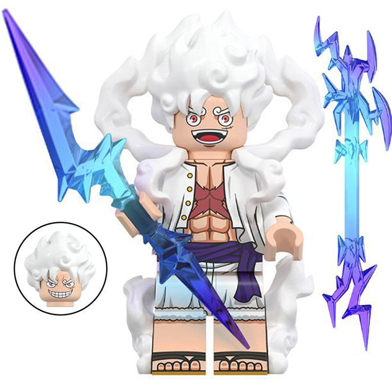 One Piece Sun God Nika Luffy Custom Minifigure Gear 5 Transforming Energy Sword High-Quality ABS Plastic Collectible