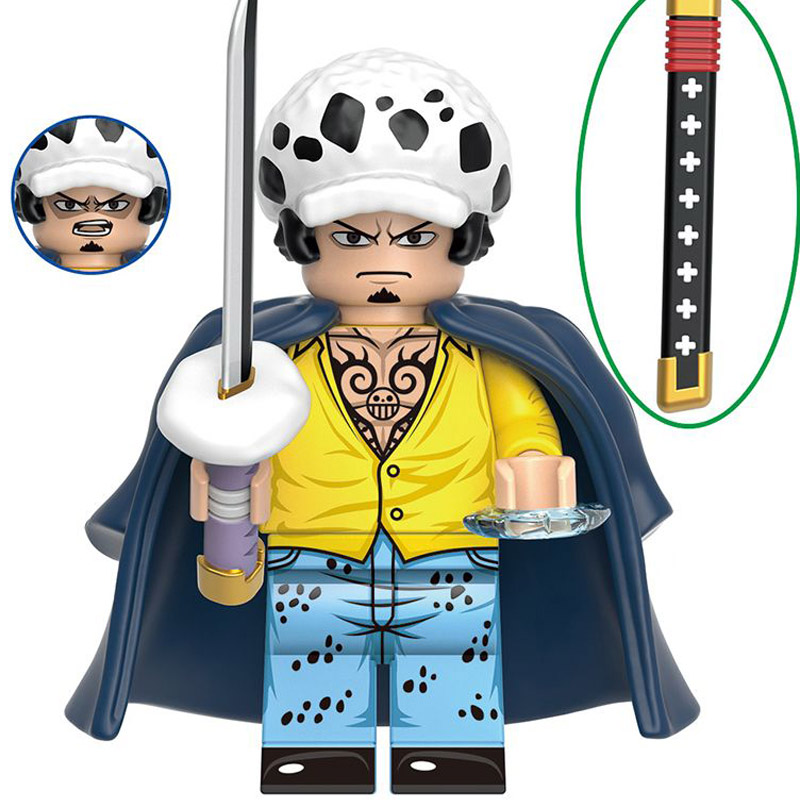 One Piece Trafalgar Law Custom Minifigure Wano Kroom Holding Sword Cape Dual Accessories Collectible Universe Compatible with Building Bricks
