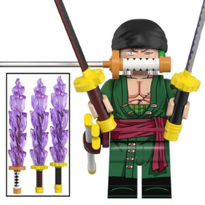 One Piece Roronoa Zoro Custom Minifigure Wano Country Sword Fighting Three-Sword Style Premium ABS Collectible