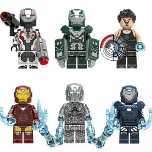 6pcs Marvel Iron Man War Machine Tony Stark Whiplash Captain America Custom Minifigures Battle Pose with Weapons & Transparent Energy Arms Collector Grade