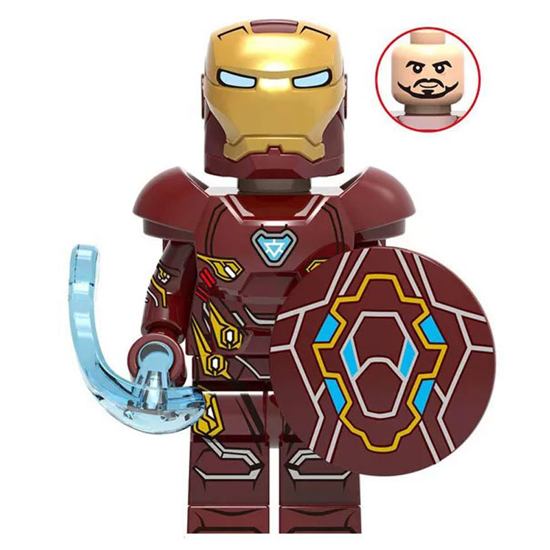 Marvel Iron Man Custom Minifigure Holding Shield Energy Weapon High-Quality ABS Plastic Compatible Building Blocks