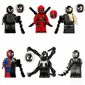 6pcs Marvel Venom Deadpool Carnage Spider-Man Noir Custom Minifigures Riding Dragon Battle Ready with Weapons Rare Collector Edition