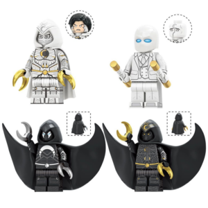 4pcs Marvel Moon Knight Steven Grant Marc Spector Khonshu Custom Minifigures Battle Ready Dual Canes Crescent Blades Riding Dragon Rare Collector Edition