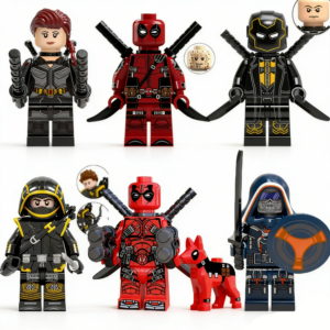 6pcs Marvel Black Widow Deadpool Hawkeye Ronin Taskmaster Custom Minifigures Dual-Blade Cross Battle Collector Grade Detailed Print