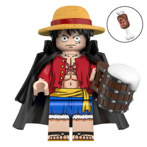 One Piece Monkey D Luffy Custom Minifigure Wano Captain Holding Barrel High-Quality ABS Compatible with Brick System