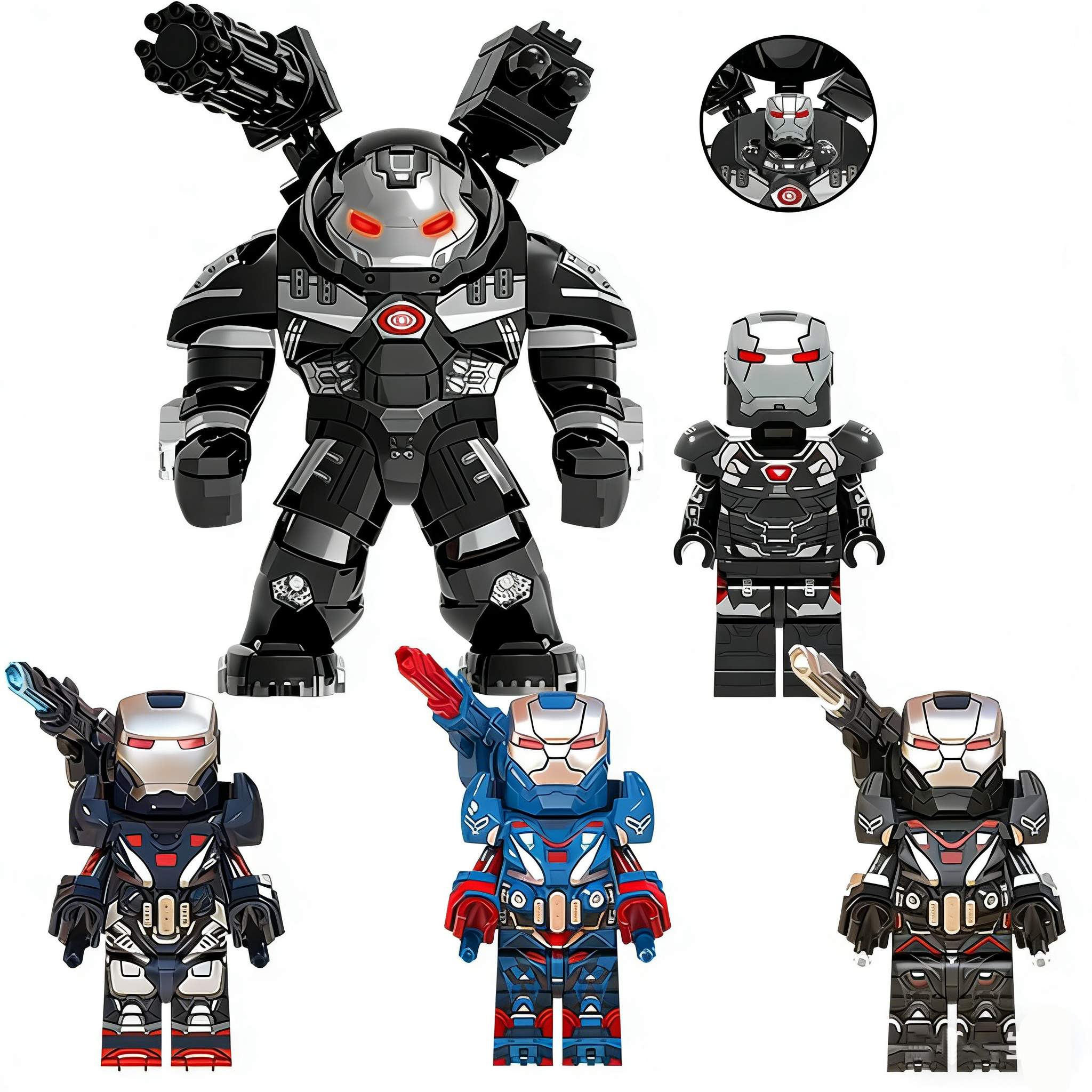 6pcs Marvel Iron Man War Machine Iron Patriot Iron Monger Iron Legion Custom Minifigures Battle Ready Weaponized Armor Rare Collector Edition