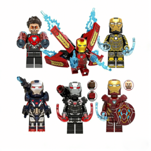 6pcs Marvel Tony Stark Iron Man War Machine Iron Patriot MK41 MK50 Custom Minifigures Battle Ready Energy Blast Flight Mode
