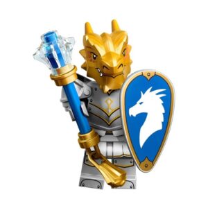 Collectible Universe Dragonborn Paladin Custom Minifigure Holding Staff Shield with Dragon Emblem Knight Pose Limited Edition