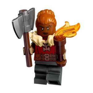 Collectible Universe Dwarf Barbarian Custom Minifigure Dual Axe Holding Torch Warrior Stance Premium ABS Material