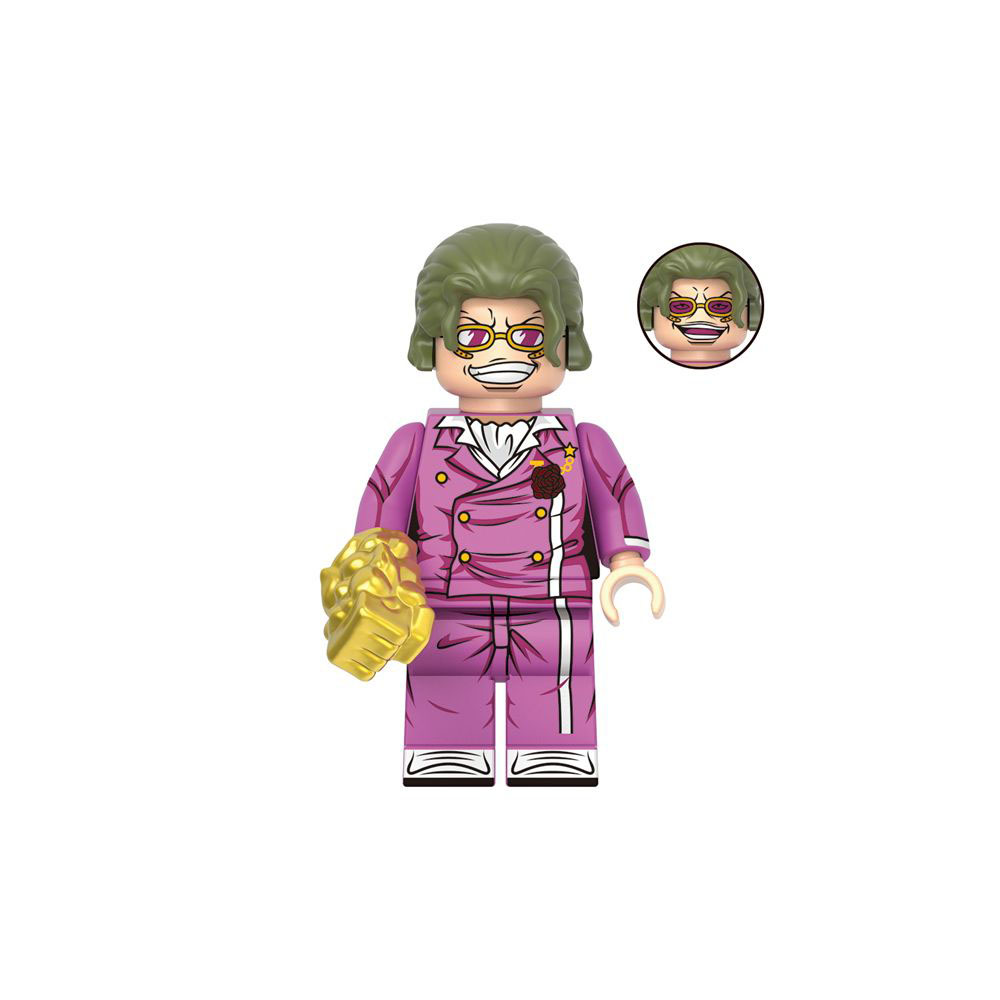 One Piece Gild Tesoro Custom Minifigure Gold Emperor Holding Golden Fist Collectible Universe High-Quality ABS Plastic