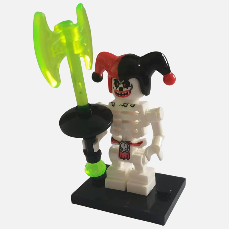 Collectible Universe Undead Jester Custom Minifigure Holding Axe Skeletal Figure Premium ABS Material