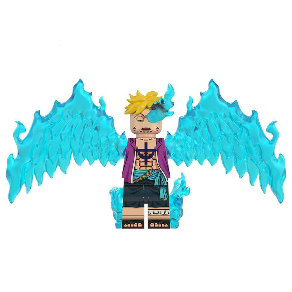 One Piece Marco the Phoenix Custom Minifigure Fire Wings Flame Aura Standing Pose Premium ABS Material Collectible Universe Compatible