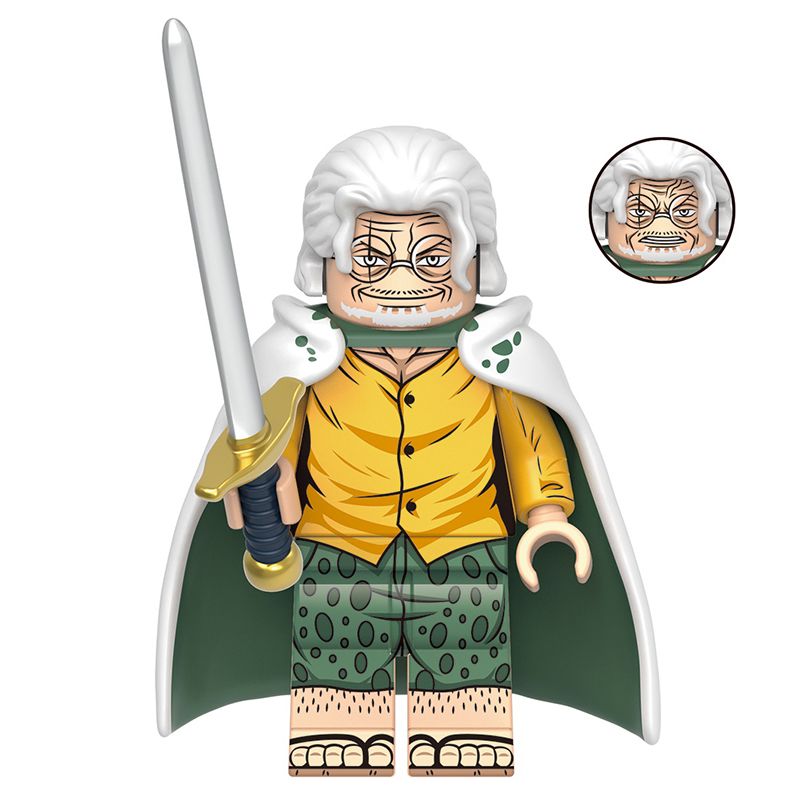One Piece Silvers Rayleigh Dark King Custom Minifigure Holding Sword Standing Pose High-quality ABS Plastic Collectible