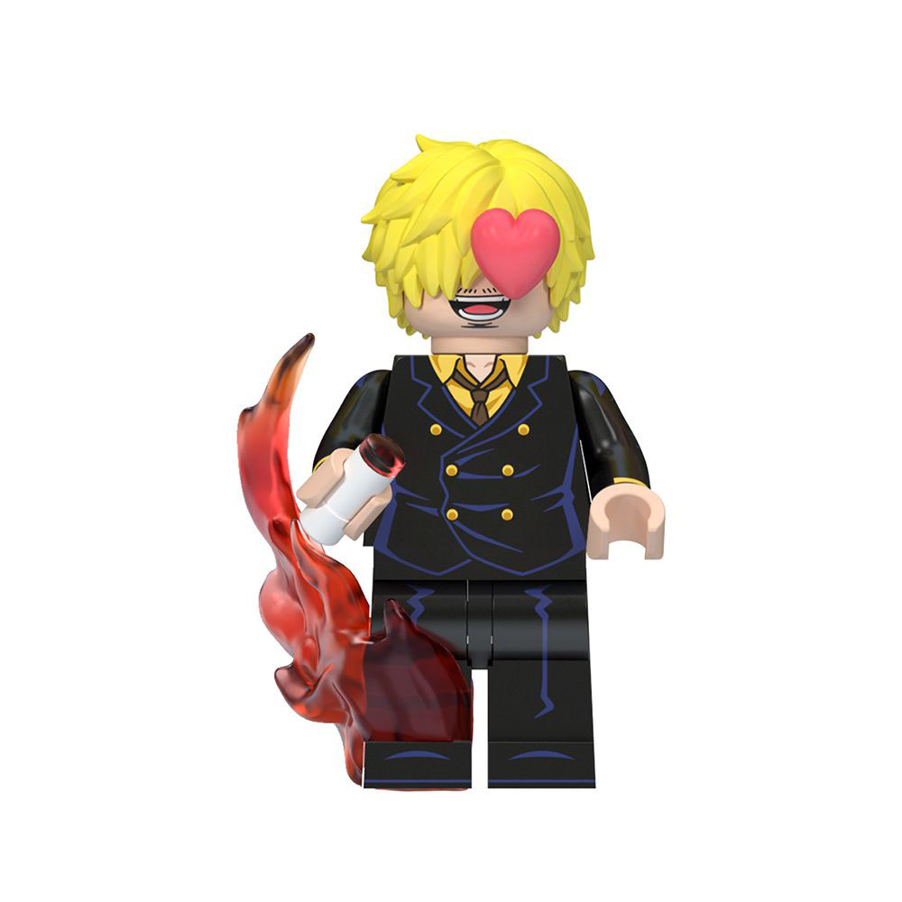 One Piece Sanji Custom Minifigure Heart Eyes Flame Effect Cooking Theme High-Quality ABS Collectible
