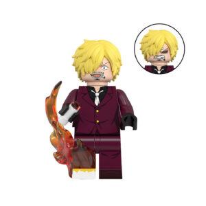 One Piece Vinsmoke Sanji Custom Minifigure Onigashima Fire Scene Collectible Universe Compatible with Building Bricks