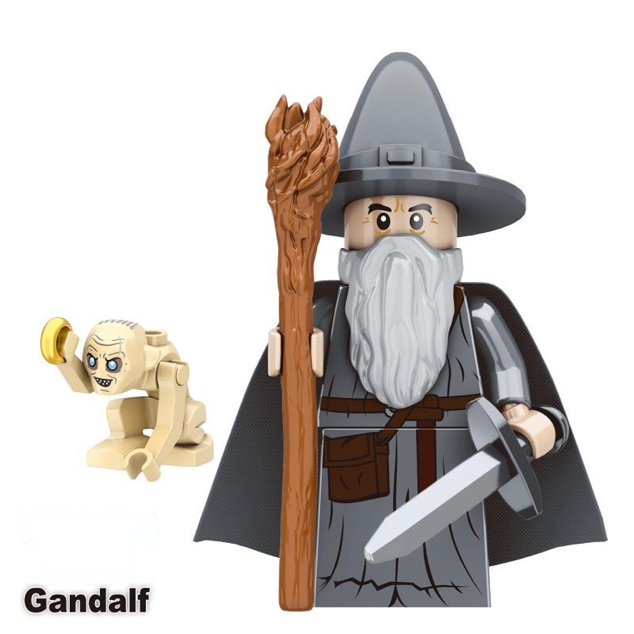 The Lord of the Rings Gandalf Gollum Custom Minifigure Holding Staff Sword Ring High-Quality ABS Plastic Collectible