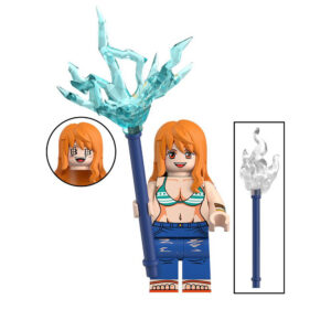One Piece Nami Custom Minifigure Cat Burglar Navigator Holding Ice Staff Compatible with Building Bricks Premium ABS Material
