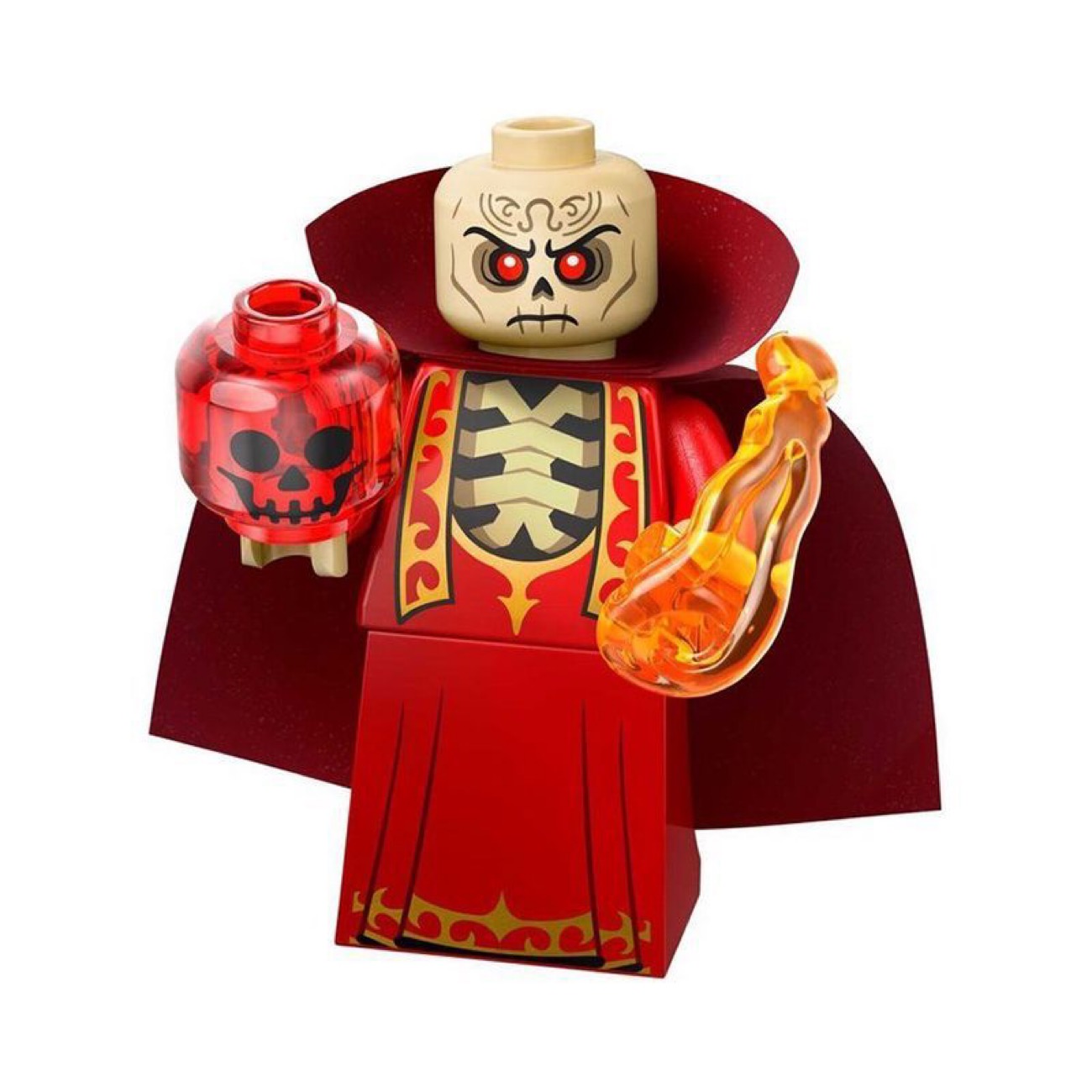 Dungeons & Dragons Red Wizard of Thay Necromancer Custom Minifigure Holding Skull Lantern Casting Fire Spell Premium ABS Collectible