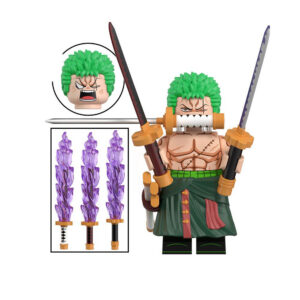 One Piece Roronoa Zoro Ashura Demon Custom Minifigure Dual Wielding Swords Three-Sword Style Battle Ready High-Quality ABS Plastic
