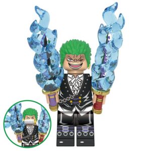 One Piece Roronoa Zoro Custom Minifigure Formal Suit Dual Swords Ice Effect Collectible Universe Compatible with Building Bricks