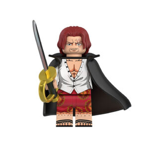 One Piece Red Hair Shanks Custom Minifigure Holding Sword Yonko Pirate Collectible Universe Brick System Compatible