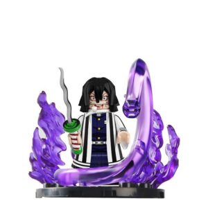 Demon Slayer Snake Hashira Custom Minifigure Sword Holding Purple Flame Effect Premium ABS Collectible