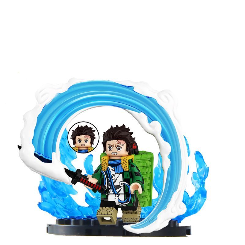 Demon Slayer Tanjiro Kamado Custom Minifigure Water Breathing Technique Sword Fighting High-Quality ABS Collectible