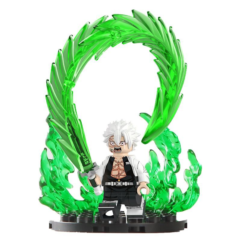 Demon Slayer Wind Hashira Custom Minifigure Sword Attack Green Breathing Technique High-Quality ABS Plastic Collectible