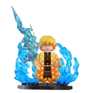 Demon Slayer Zenitsu Agatsuma Custom Minifigure Thunder Breathing Lightning Attack High-Quality ABS Plastic Compatible with Building Bricks