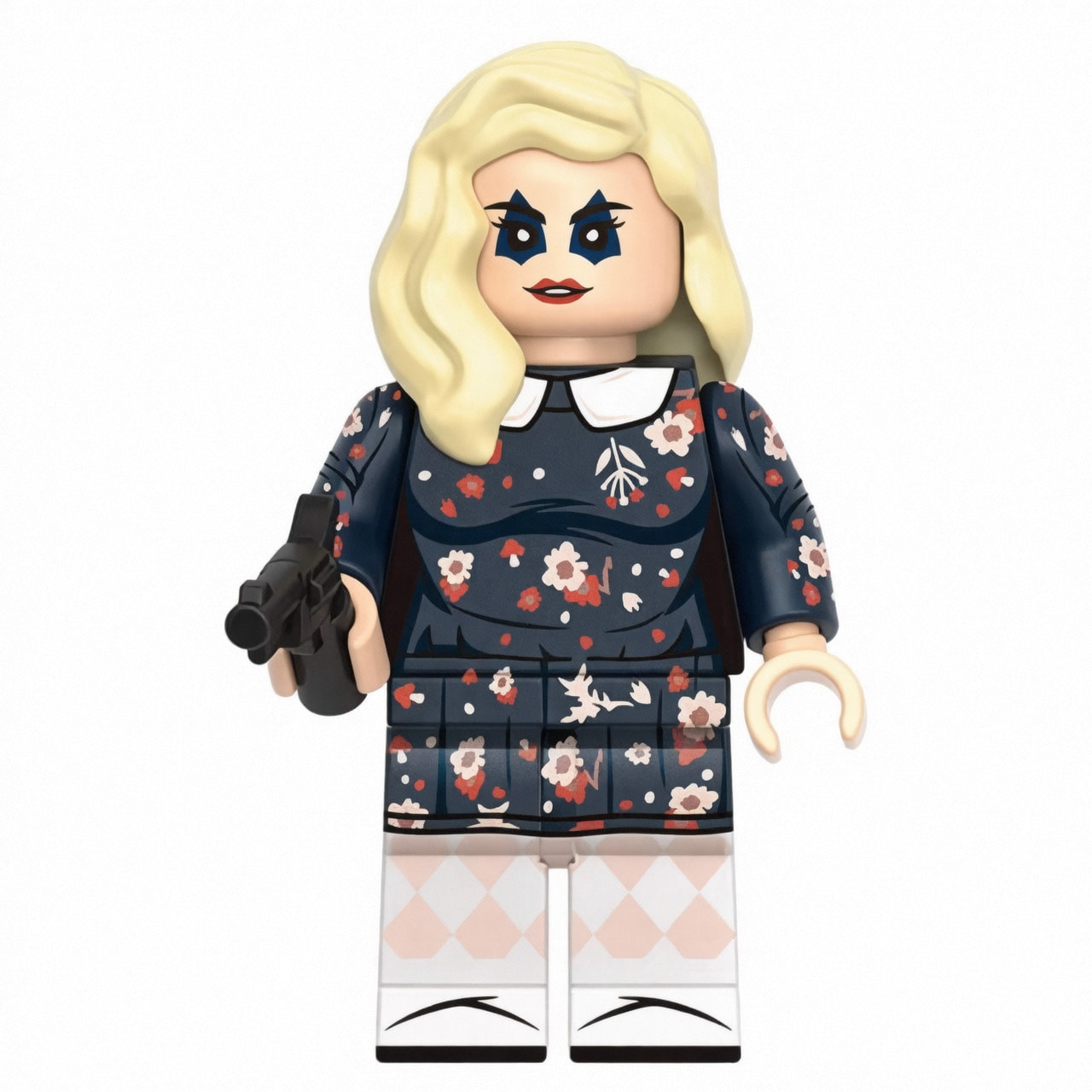 DC Comics Harley Quinn Custom Minifigure Holding Pistol Villainous Expression High-Quality ABS Plastic