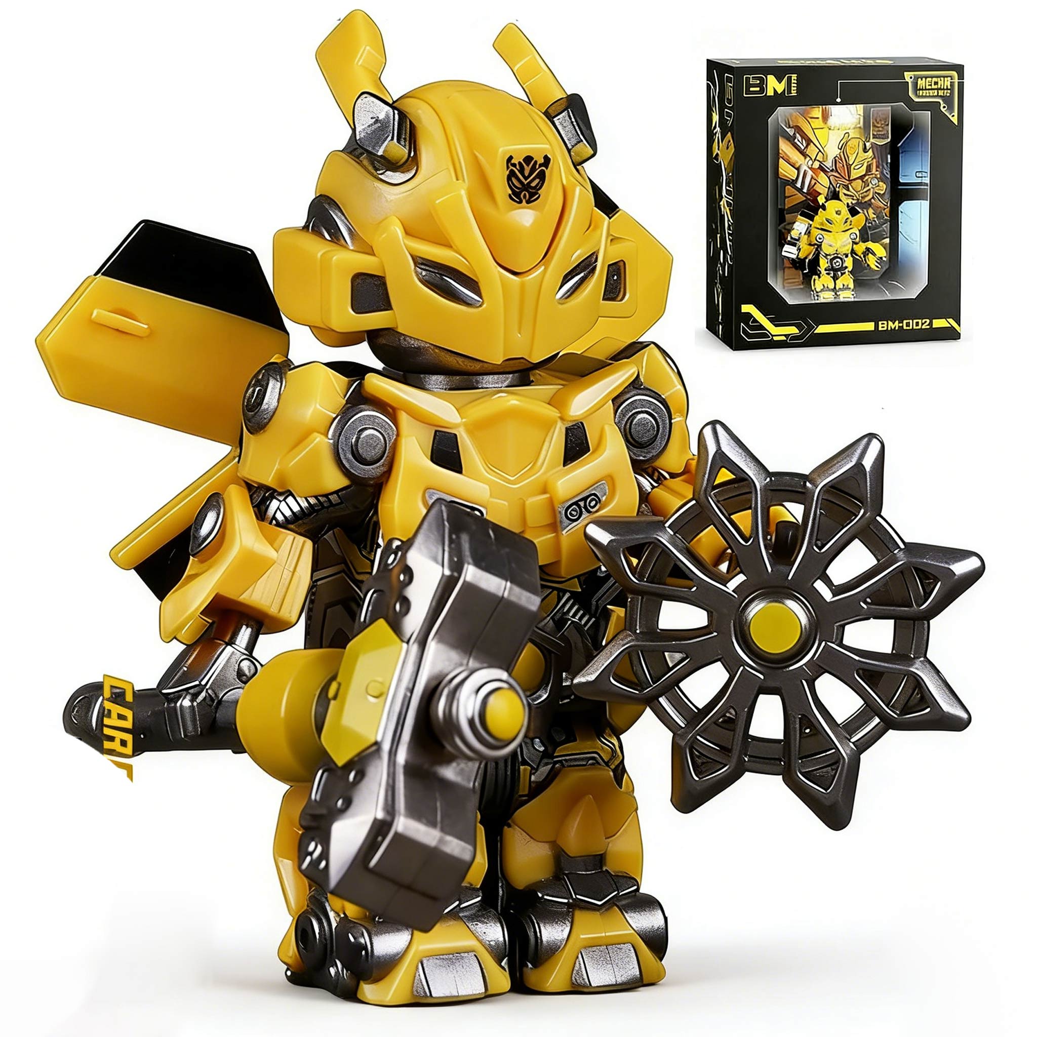 Transformers Bumblebee Custom Minifigure Battle Ready Weapon Equipped Premium Collectible MOC Decor