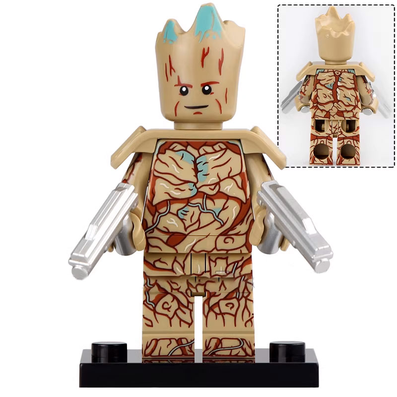 Marvel Groot Custom Minifigure Holding Weapons Standing Pose Premium ABS Material