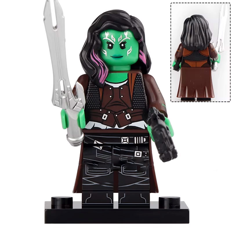 Marvel Gamora Custom Minifigure Ravager Edition Holding Sword and Pistol High-quality ABS plastic precision injection molding hand-assembled for superior detail and durability