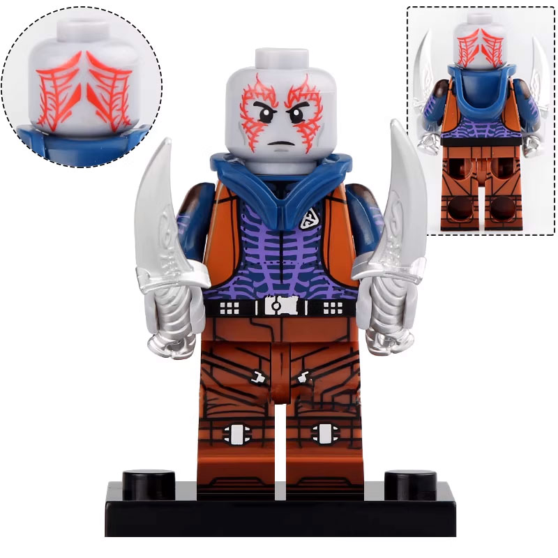 Marvel Drax the Destroyer Custom Minifigure Combat Ready Dual Blades Movie Accurate Design