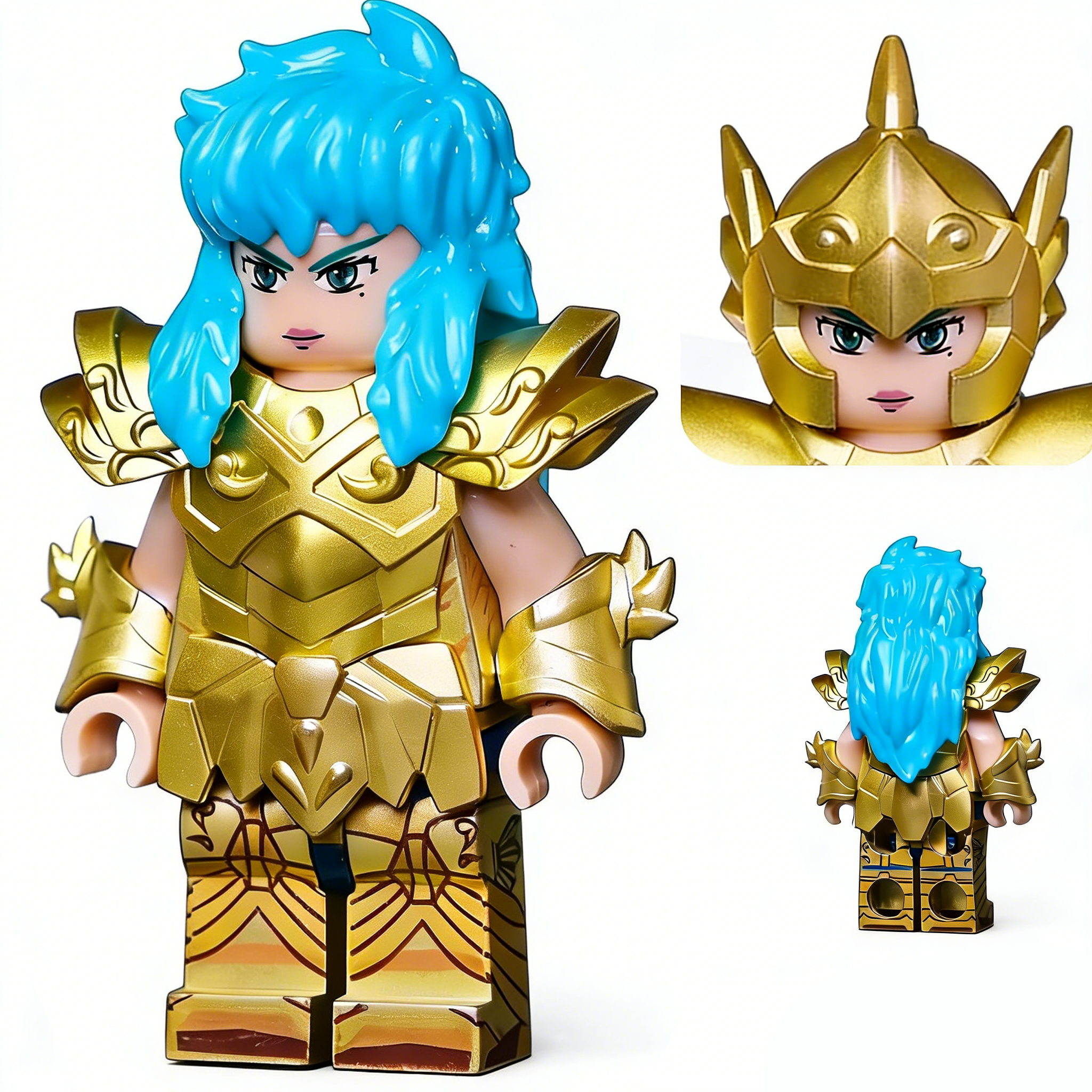Saint Seiya Pisces Aphrodite Custom Minifigure Sanctuary Battle Golden Armor Premium Collectible