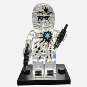 Ninjago Zane Custom Minifigure Translucent Ice Energy Standing Pose Dual Blasters Collectible Universe Compatible Blocks