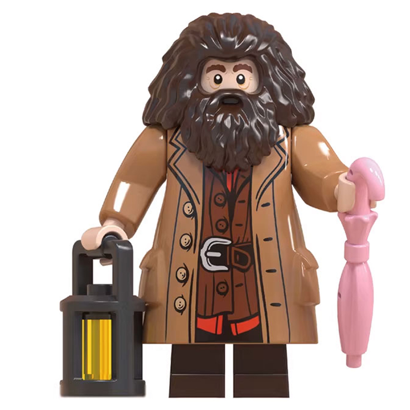 Harry Potter Rubeus Hagrid Custom Minifigure Holding Lantern and Umbrella High-quality ABS Plastic Compatible with Major Brick Systems