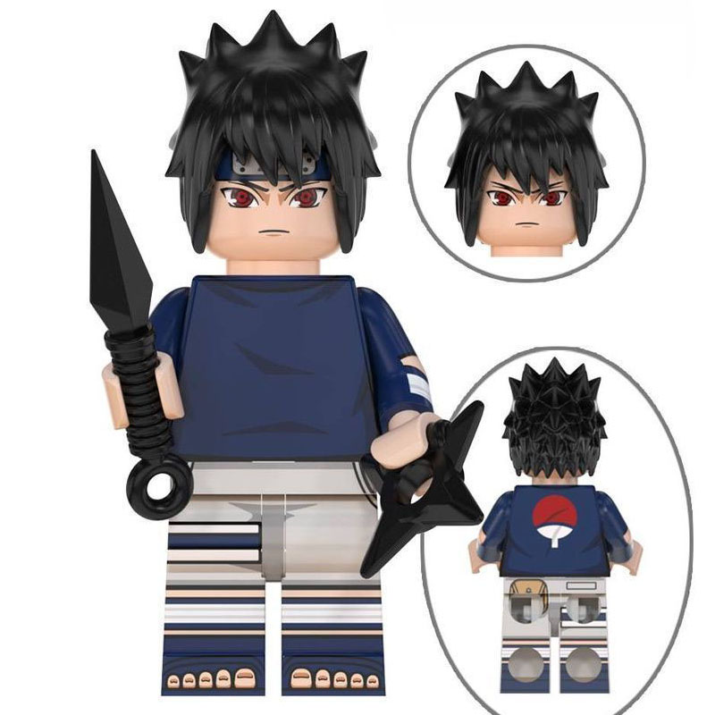 Naruto Sasuke Uchiha Custom Minifigure Ninja Holding Kunai Ready for Battle High-Quality ABS Plastic Precision Molded