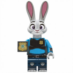 Zootopia Judy Hopps Custom Minifigure Police Officer Holding Badge Movie Accurate Details Collectible Universe Brick System Compatible